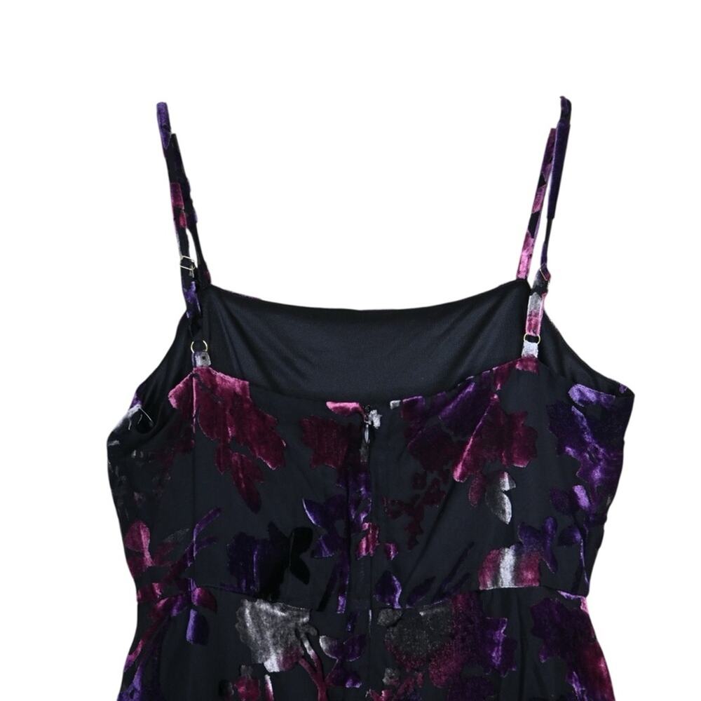 Taylor Womens 8 Black Floral Velvet Fully Lined Midi Dress NEW - Picture 5 of 12